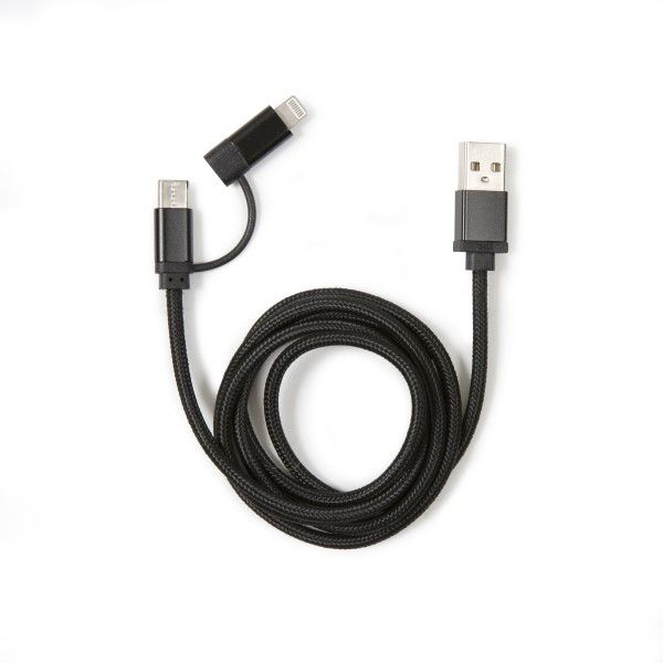 Kikkerland-2-in-1-Braided-Cable-Black