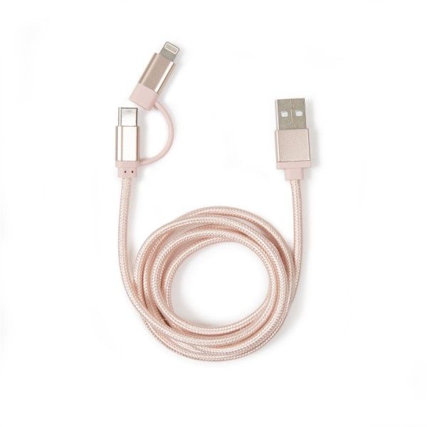 Kikkerland-2-in-1-Braided-Cable-Rose