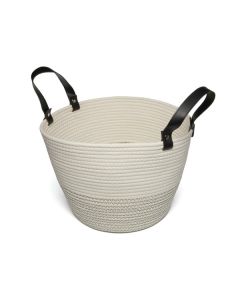 Clusko River Basket Cotton Rope Black Handle Large