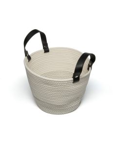 Clusko River Basket Cotton Rope Black Handle Small