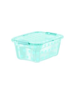12QT (11.8L)Tint Aqua Polka Dot Tote w/Locking Lid