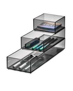 Signature Stack & Slide Organizers Set of 3 Smoke