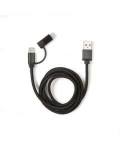 Kikkerland 2-in-1 Braided Cable Black