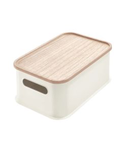 Stackable Bin with Wooden Lid Medium