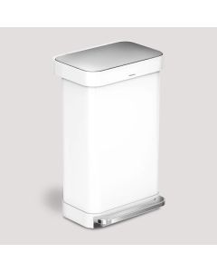 simplehuman 45L Step Can White Steel