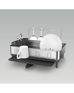 simplehuman steel frame dishrack, stainless steel, grey