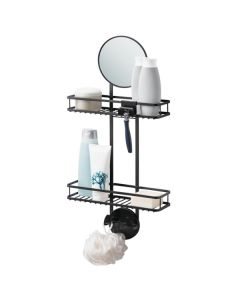 Metropolitan Large Shower Caddy with Mirror Matte Black