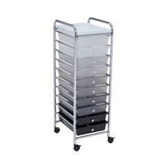 Dymon-Black-&-White-10-Drawer-Cart