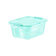 12QT (11.8L)Tint Aqua Polka Dot Tote w/Locking Lid