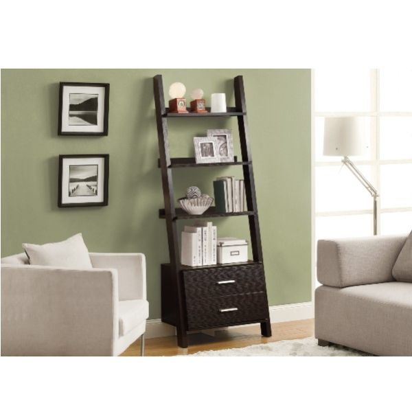 Ladder-Bookcase--2-Drawers--Cappuccino-1