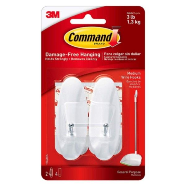 Command Medium Wire Hooks - White