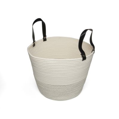 Clusko River Basket Cotton Rope Black Handle Jumbo