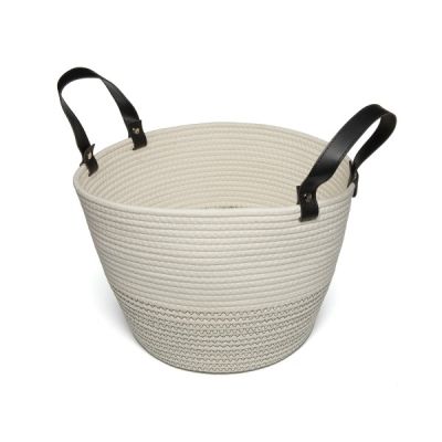 Clusko River Basket Cotton Rope Black Handle Large