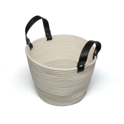 Clusko River Basket Cotton Rope Black Handle Small