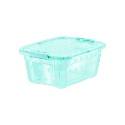 12QT (11.8L)Tint Aqua Polka Dot Tote w/Locking Lid