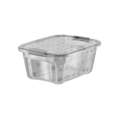 12QT (11.8L)Grey Dot Tote w/locking lid