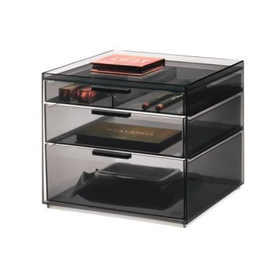 Signature Cosmetic Organizer 3-Drawer Tall Smoke