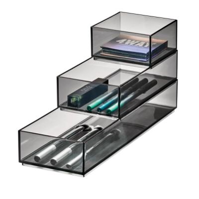 Signature Stack & Slide Organizers Set of 3 Smoke