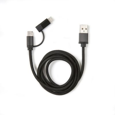 Kikkerland 2-in-1 Braided Cable Black