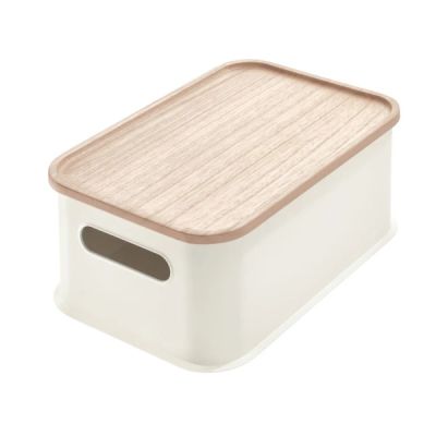 Stackable Bin with Wooden Lid Medium