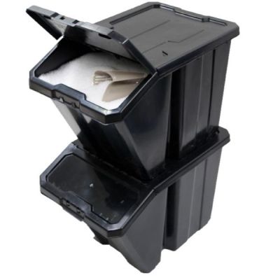 Stacking Bin With Hinged Lid