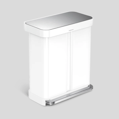 simplehuman 58L Dual Compartment White Steel