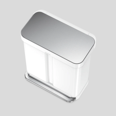 simplehuman-58L-Dual-Compartment-White-Steel