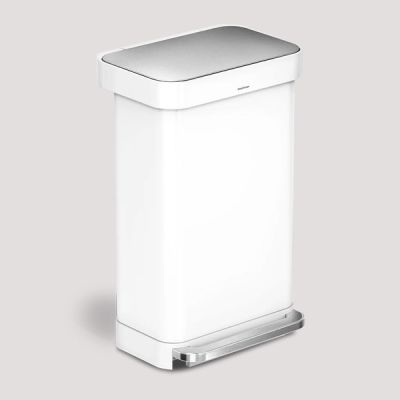 simplehuman 45L Step Can White Steel