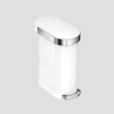 simplehuman 45L Slim Step Can White Steel