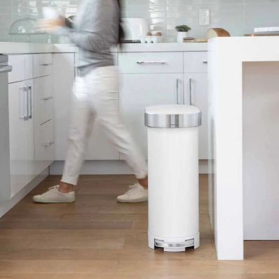simplehuman-45L-Slim-Step-Can-White-Steel