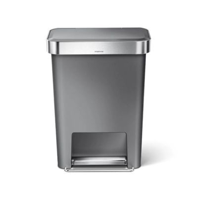 simplehuman-45L-Plastic-Step-Can-Grey