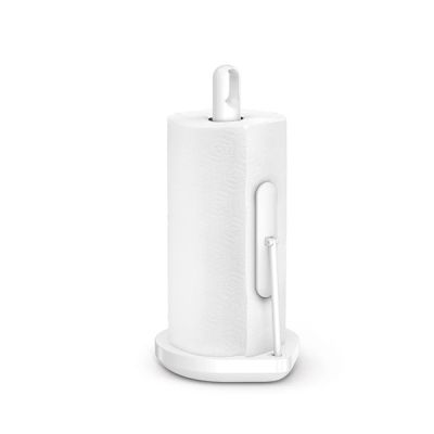 simplehuman tension arm paper towel holder, white steel