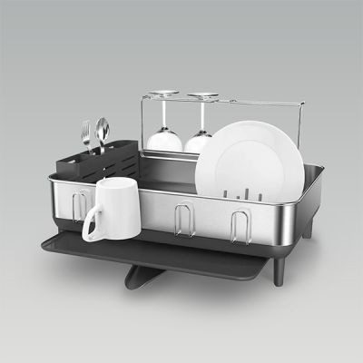 simplehuman steel frame dishrack, stainless steel, grey