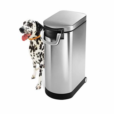 simplehuman x-large pet food can, brushed stainless steel
