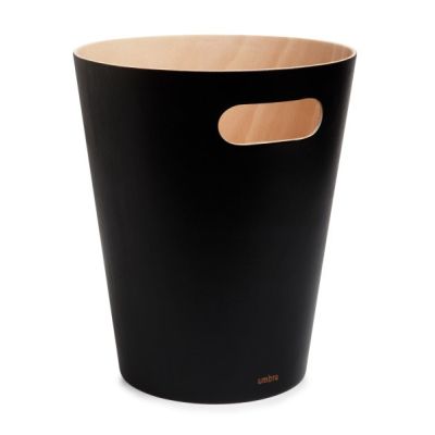 Umbra Woodrow Trash Can Black-Natural