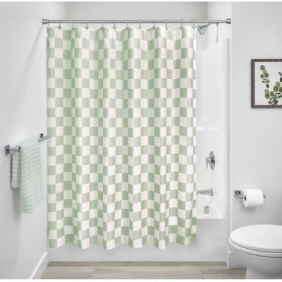 Shower Curtain Checker Board Green/White