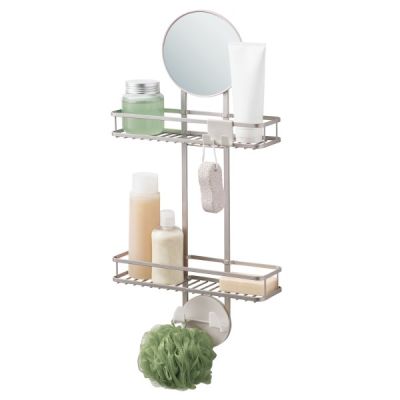Metropolitan Large Shower Caddy with Mirror Satin
