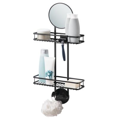 Metropolitan Large Shower Caddy with Mirror Matte Black