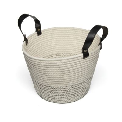 Clusko River Basket Cotton Rope Black Handle Medium