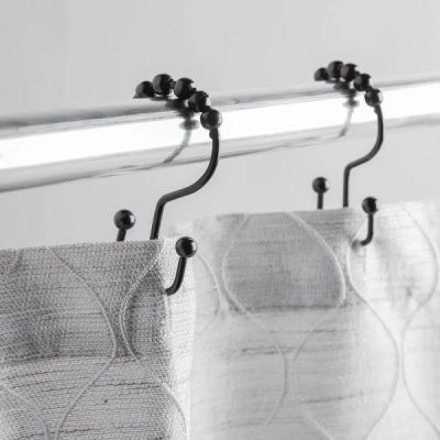 Shower Curtain Rings Annex Double Roller  Black