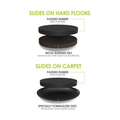 Furniture Sliders Combo Pack - Carpet & Hard Floors 3.5in