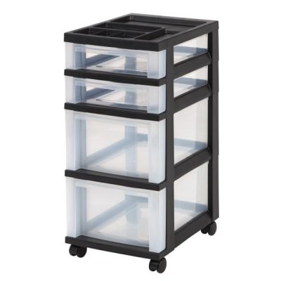 Storage Cart with Organizer Top - 4 Drawer