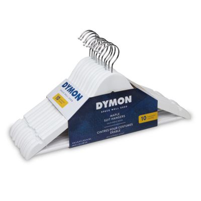 Dymon Maple Suit Hangers White 10pk
