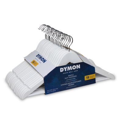 Dymon Maple Suit Hangers White 18pk