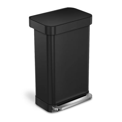 simplehuman 45L Step Can Black Steel