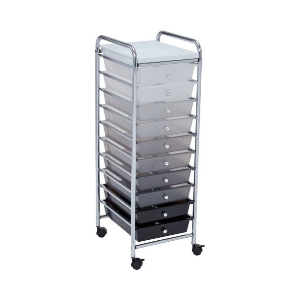 Dymon-Black-&-White-10-Drawer-Cart