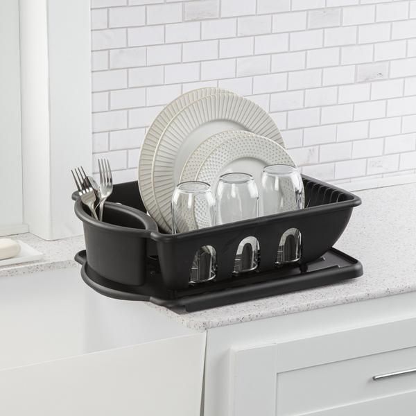 Sterilite-2-piece-Dish-Drainer-Black-1