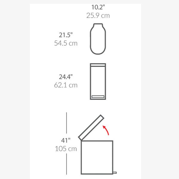 simplehuman-45L-Slim-Step-Can-Black-Steel