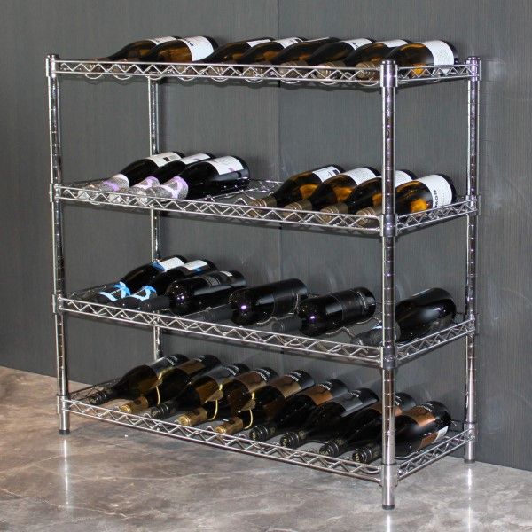 Dymon-Wire-Shelving-Kit-Four-Tier-Wine-Rack
