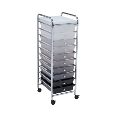 Dymon-Black-&-White-10-Drawer-Cart